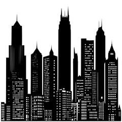 Downtown cityscape with square and rectangular towers