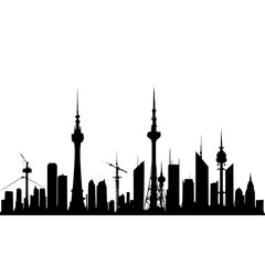  metro city skyline with antenna tower