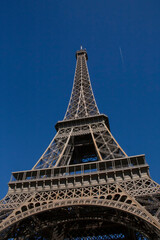 close up view on Eiffel 
Tower in Paris