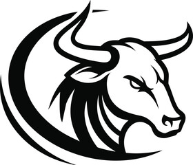 Adobe Illustrator cow head logo design Stylish  with Crescent Accent. 