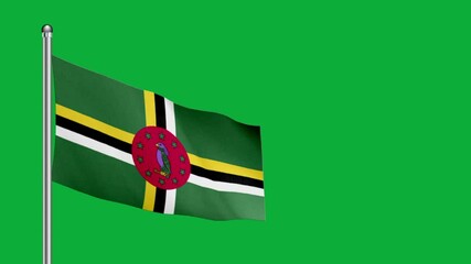 DOMINICA flag. DOMINICA flag video. Flag of DOMINICA Waving in the wind, video, mp4, waving in the Sky, Green screen flag, national flag of the country.