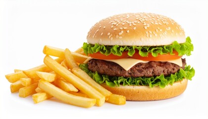 hamburger with french fries