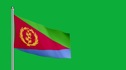 ERITREA flag. ERITREA flag video. Flag of ERITREA Waving in the wind, video, mp4, waving in the Sky, Green screen flag, national flag of the country.