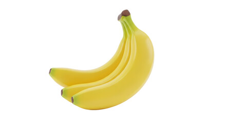 Yellow Bananas on White Background Fresh Ripe Fruit Healthy Snack