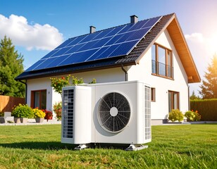 Modern home with solar panels and heat pump (1)