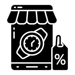 Solid design icon of buy watch online