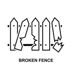 Broken  fence icon. Broken fence. Front side view isolated on background vector illustration.