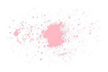 Bright pink watercolor or ink stain with watercolor marks. Brush strokes and watercolor splashes set on transparent background.