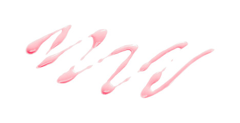 Bright pink watercolor or ink stain with watercolor marks. Brush strokes and watercolor splashes set on transparent background.