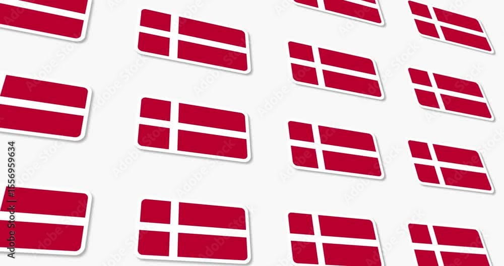 Aufkleber animated design of the flag of denmark with rounded edges intertwining with each other in black and 