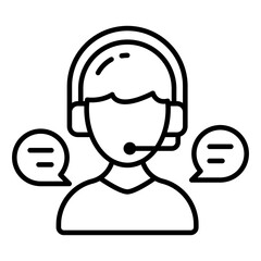 A filled design icon of customer service representative