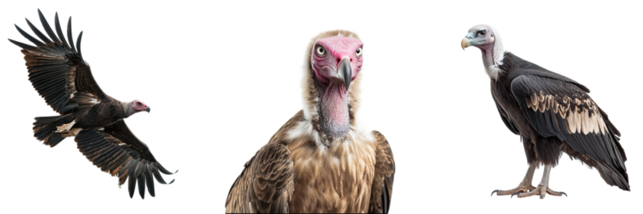 Set of wild hawks isolated on transparent background PNG