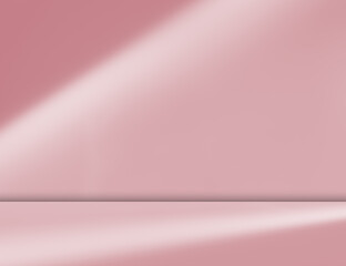 Pink background studio room abstract shadow overlay on wall floor, light gradient window loft...