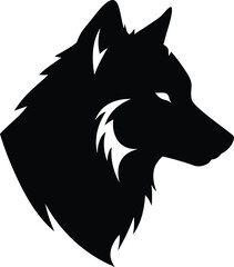 fierce black wolf head silhouette, a powerful vector illustration