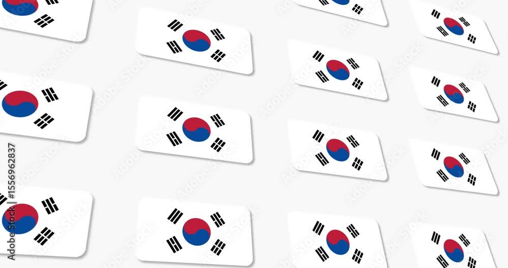 Aufkleber animated design of the south korean flag with rounded edges intertwining with each other in black an