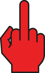 Fototapeta premium Red Hand Middle Finger Gesture Icon