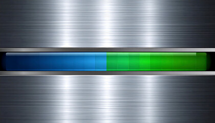 Modern metallic background with blue to green loading bar illustrating data progress or internet connection status.