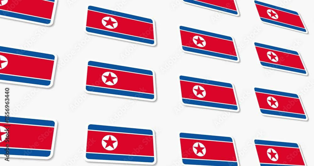 Poster animated design of the north korean flag with rounded edges intertwining with each other in black an
