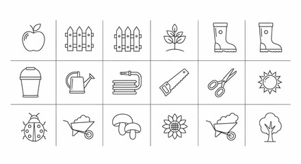 Simple Outline Illustration of a Single Apple with Leaf