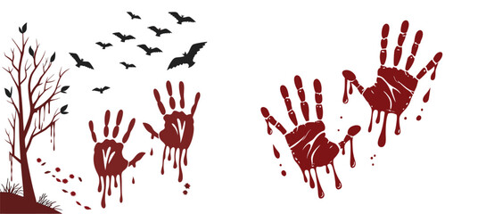 realistic bloody handprint marks dripping blood © Masha