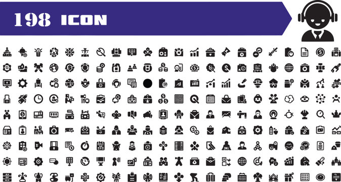 198 High-Quality Universal Icons Vector EPS Graphics for Web & App Design