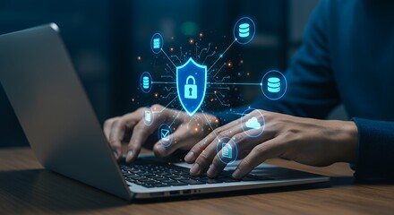 Cybersecurity Protection Data Privacy Digital Shield Online Security Network  System Protection
