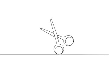 Simple scissors outline continuous line drawing isolated on white background