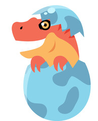 Cute Cartoon Dinosaur Hatching from Egg