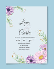 Watercolor Floral Wedding Invitation and RSVP Template Set