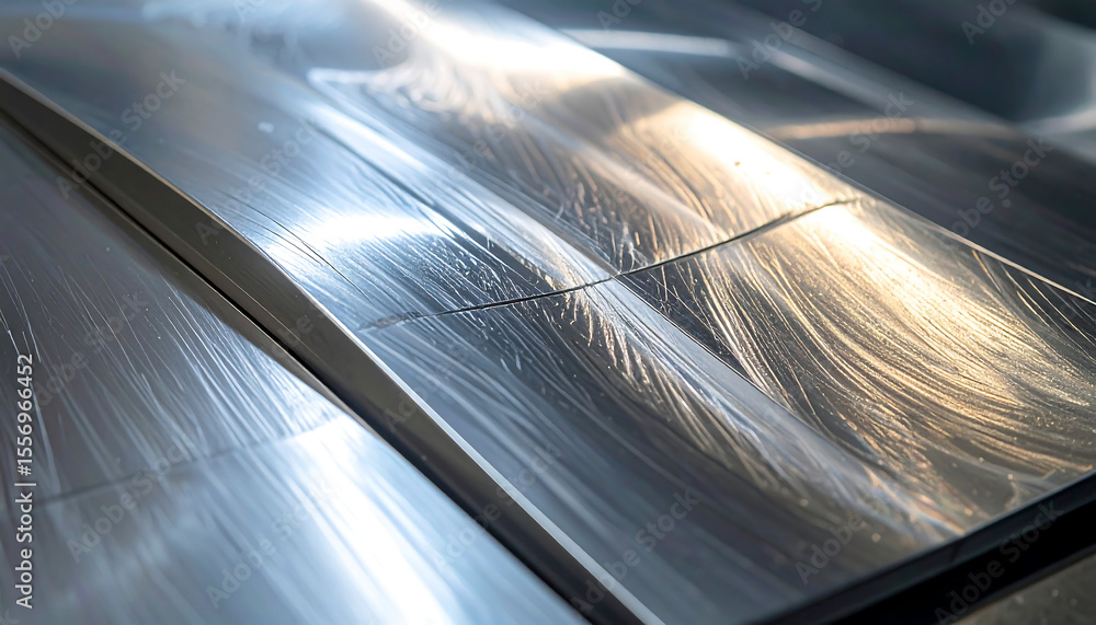 Poster polished metal surface with subtle reflections showing brush strokes across metallic textures creati