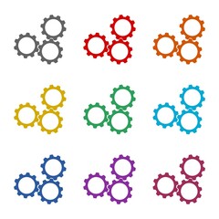 Gears simple icon isolated on white background. Set icons colorful
