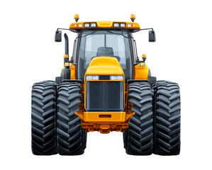 Obraz premium Yellow heavy agricultural machinery, vector illustration isolated on a transparent background