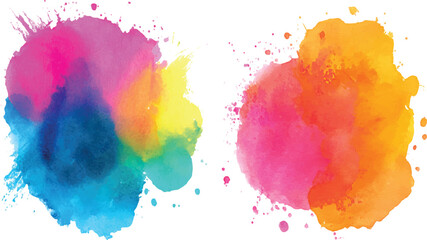 Watercolor vector circles, Hand drawn paint strokes, vector textures set transparent background 