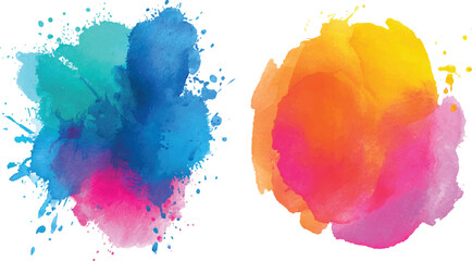 Watercolor vector circles, Hand drawn paint strokes, vector textures set transparent background 