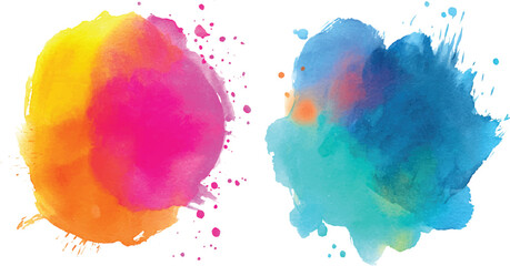 Watercolor painting, vector icon set, Violet and pink watercolor circles. Vector backdrop.