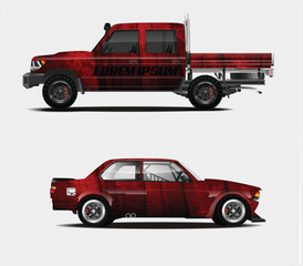 Red Wood Grain Truck and Car Design Mockups