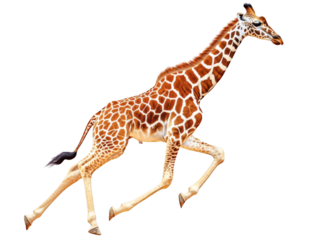 Giraffe running on transparent background cutout png image wildlife nature environment dynamic viewpoint
