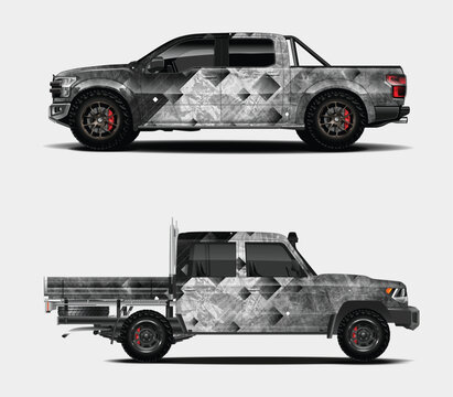 Custom Truck Wrap Designs Gray Geometric Pattern Two
