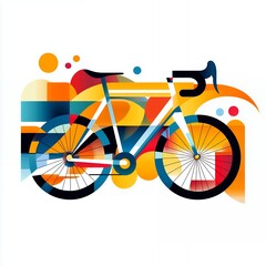 Fototapeta premium Abstract Colorful Geometric Road Bicycle Illustration