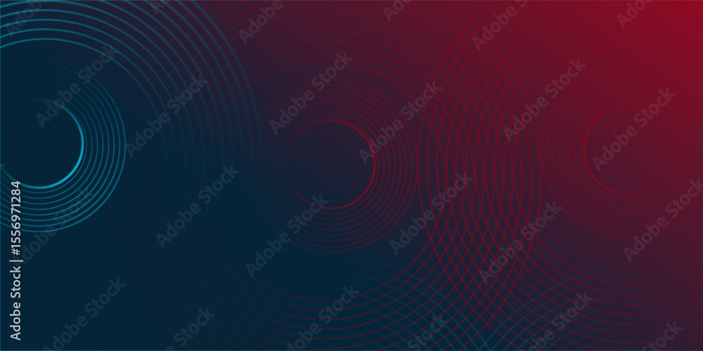 Aufkleber abstract blue red gradient background with glowing geometric lines. modern shiny circle line pattern