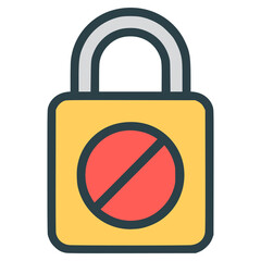 denied access locked privacy security flat color vector illustration template design