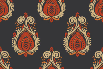 Ikat paisley embroidery on the fabric in Indonesia,India and asian countries.geometric ethnic oriental seamless pattern.Aztec style. illustration.design for texture,fabric,clothing,wrapping,textile