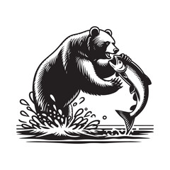 Bear catching salmon image vector
