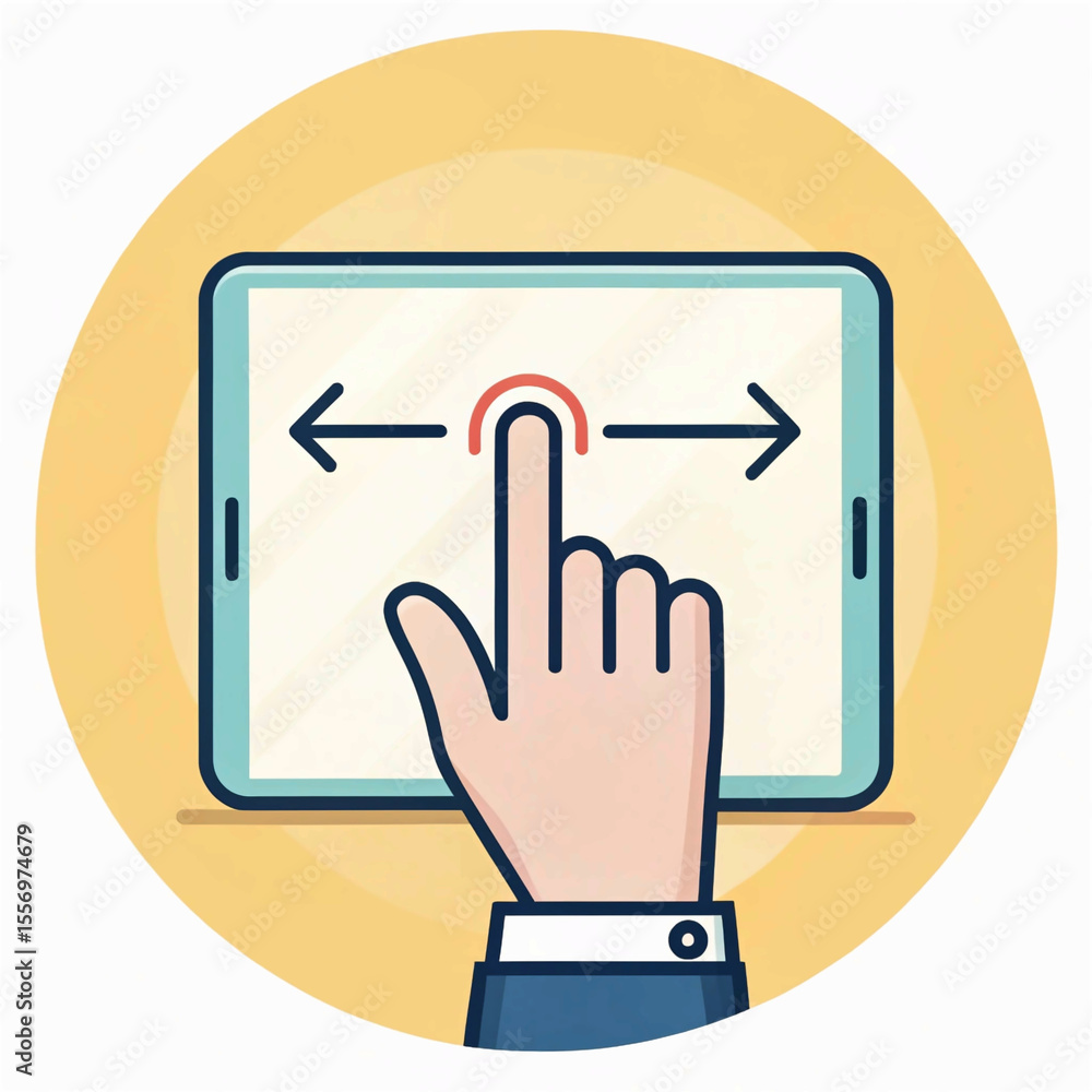 Fototapete swipe left right icon, slide drag hand finger touch screen gesture vector graphic pictogram line str