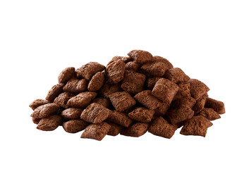 heap of chocolate pillows isolated on white background .