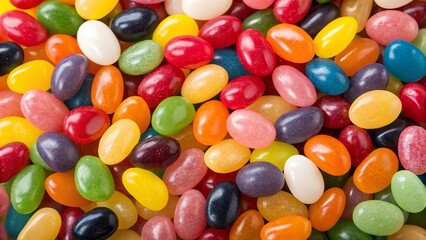 Sweet candies jelly beans background. Suitable for marketing or business purposes. Panoramic banner with place for text