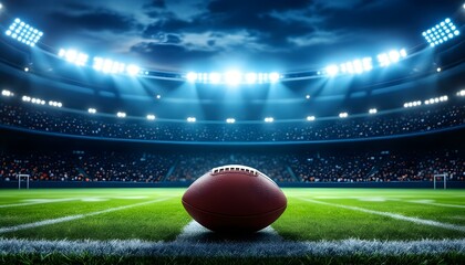 American Football Game in a Stadium at Night