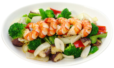Stir-Fried Shrimp and Vegetables with Salt Seasoning
