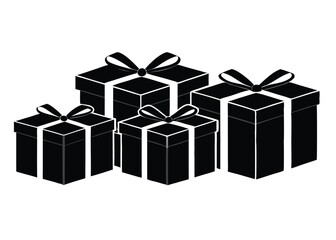 set of gift boxes with bows