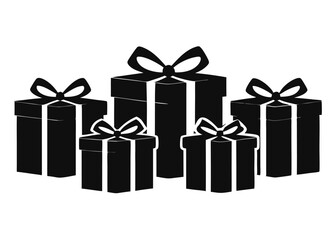 set of gift boxes with bows